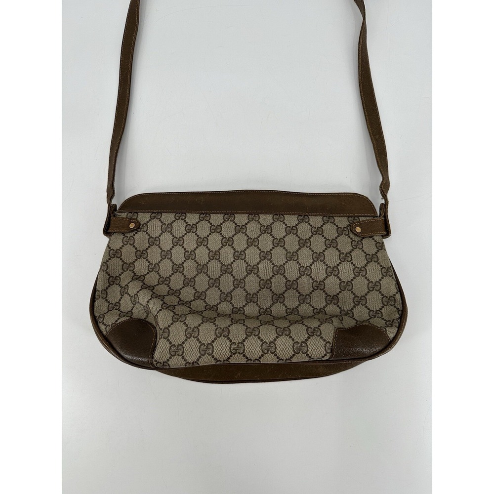 Vintage GUCCI Brown GG PVC Canvas and Leather Crossbody Shoulder Bag 001 25 0251 - Picture 7 of 16